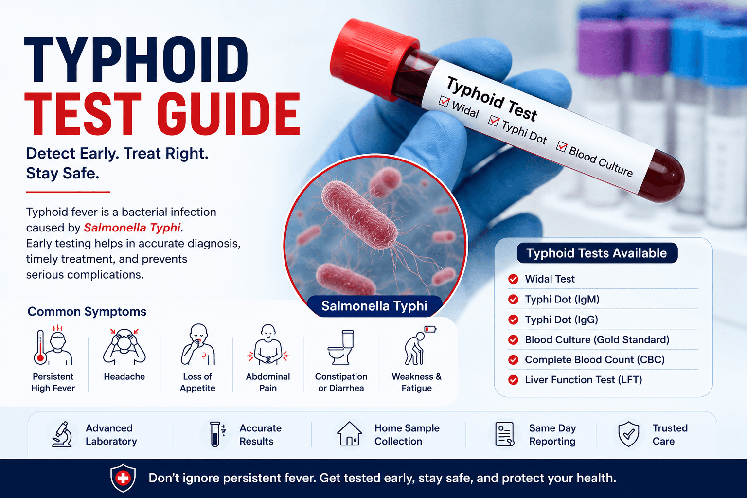 Typhoid Test Guide: Symptoms, Widal Test, Typhi Dot, Blood Culture & When to Get Tested