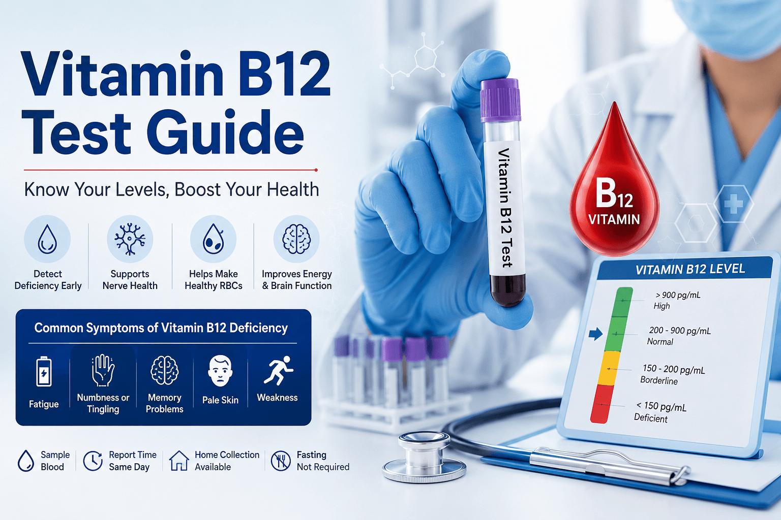 Vitamin B12 Test Guide: Symptoms, Normal Range, Deficiency & When to Get Tested
