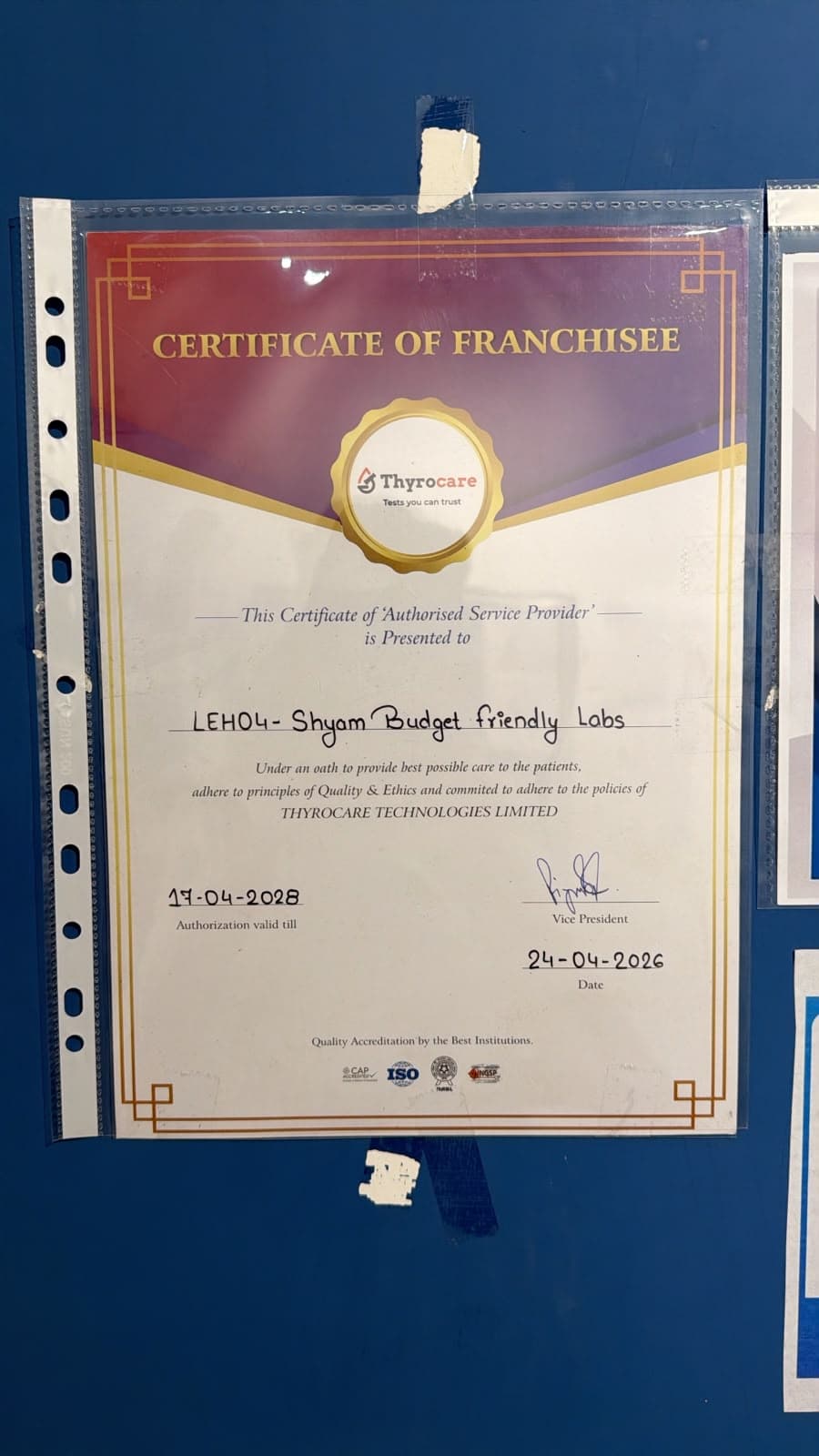 Thyrocare certificate