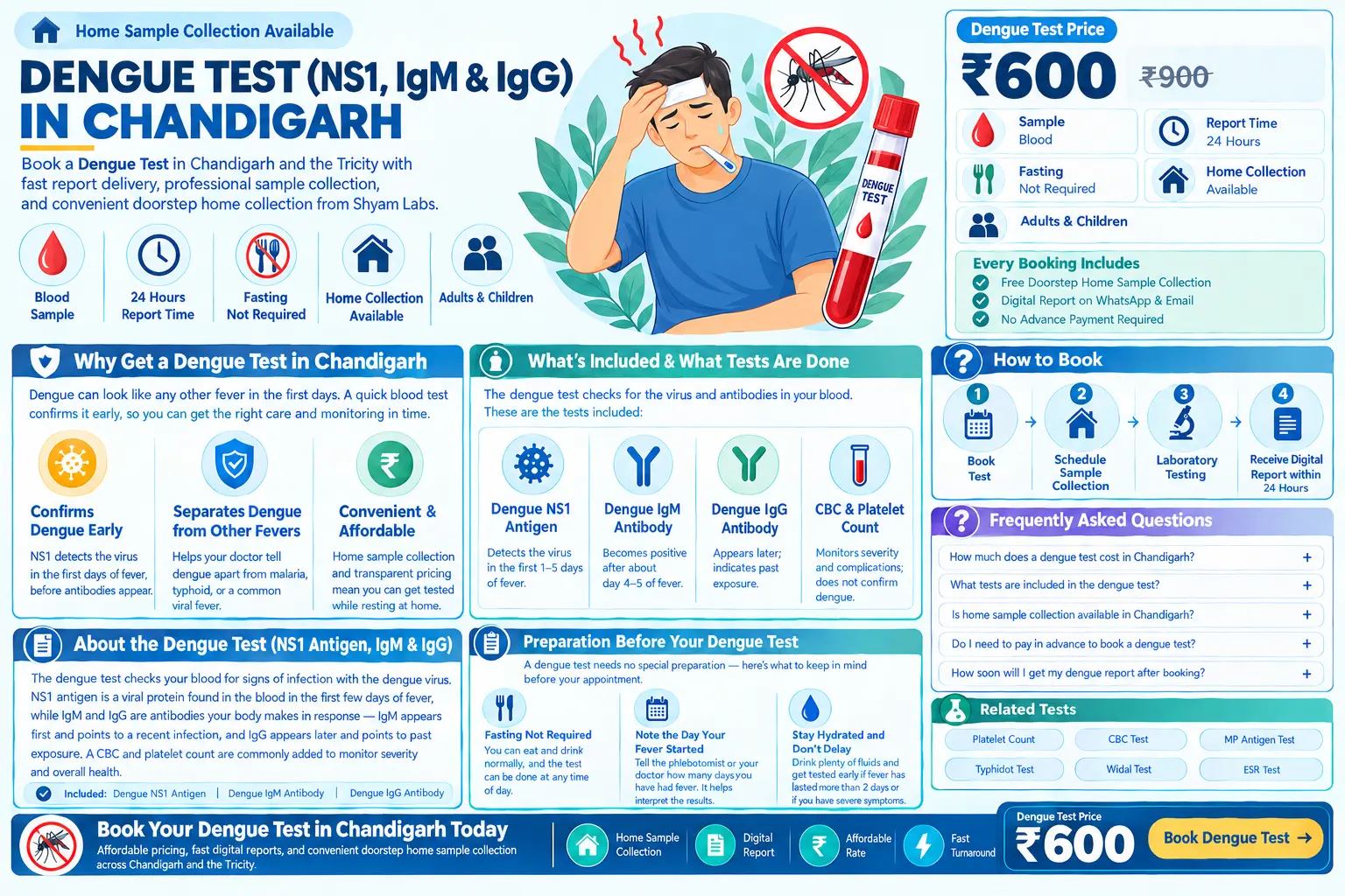 Dengue Blood Test - NS1, IgM, IgG in Chandigarh